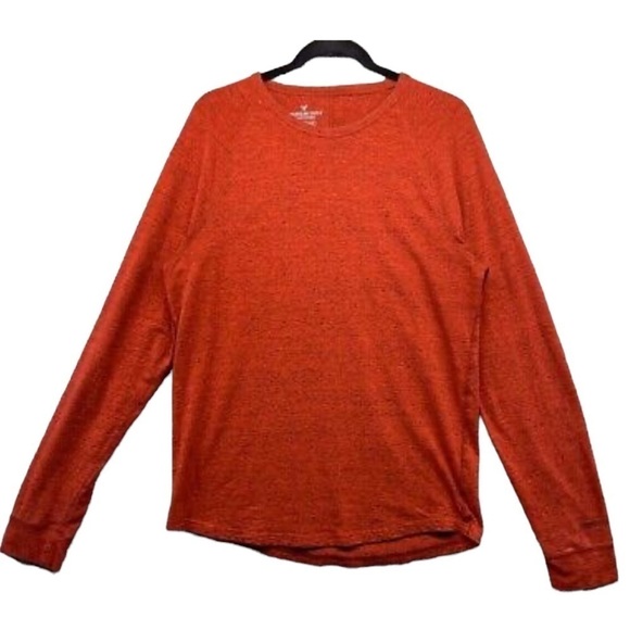 AMERICAN EAGLE MENS ORANGE AND BLACK LONG SLEEVE TEE - Picture 1 of 8